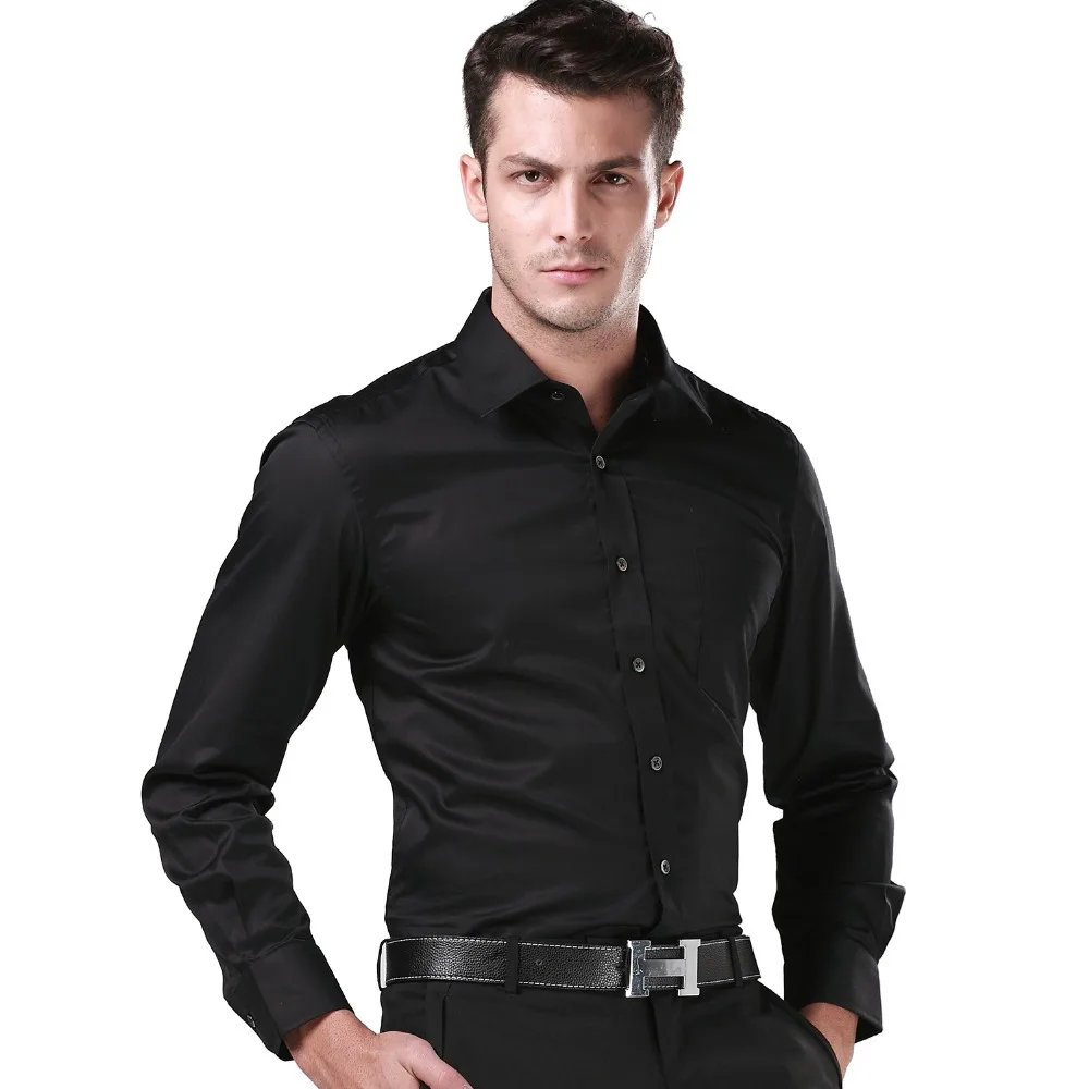 Buy Menschwear Men's Cotton Solid Black Long Sleeve