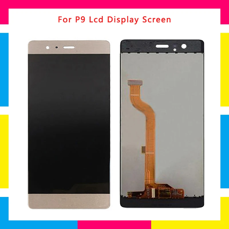 

5Pcs/lot LCD Display Screen With Touch Screen Digitizer Assembly For Huawei P9 EVA-L09 EVA-L19 Black White Gold DHL