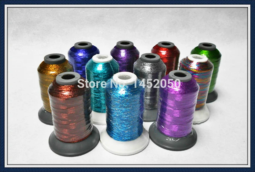 Разные цвета высокое блеск Металлическая Вышивка вязальная машина нить для Brother Singer Janome, 500 м* 11