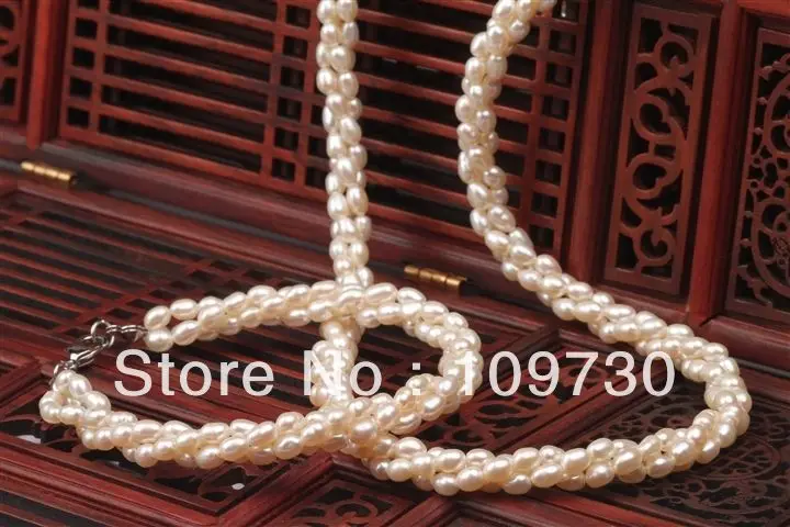 

Jewelry 00495 3strands Lovely little size AAA pearl necklace&bracelet sets