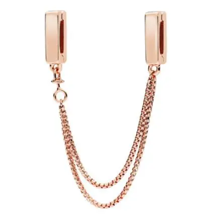 

925 Sterling Silver Reflexions Floating Chains Safety Chain Rose Fits Original Reflexions Pandora Bracelet Jewelry Making