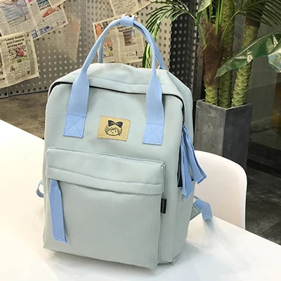 Милый холщовый рюкзак для женщин, большая вместительность, одноцветные школьные сумки, шикарный рюкзак для путешествий для девочек-подростков, унисекс, повседневные Рюкзаки - Цвет: blue