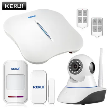 

KERUI W1 Wireless Home Security WIFI PSTN Alarm system IP Camera kit Mini Alarm Device APP Remote Control