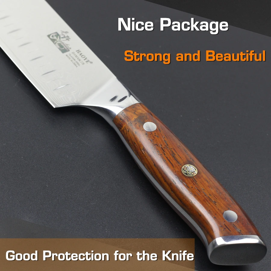 Японский нож santoku vg10 7 &quotдамасский стальные кухонные ножи красивый ручка из