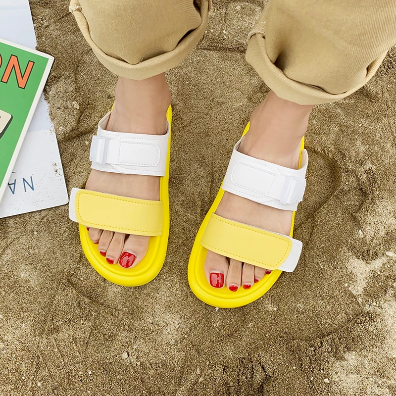 

Rimocy summer beach platform slippers women mix color soft sole flat heels casual slides woman comfortable shoes sandalias mujer