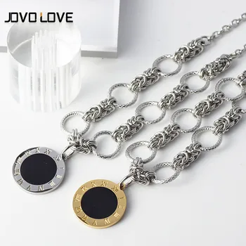 

Statement Necklace Silver Gold Color Roman Number Choker Pendant Necklace Stainless Steel Round Jewelry Mujer Moda