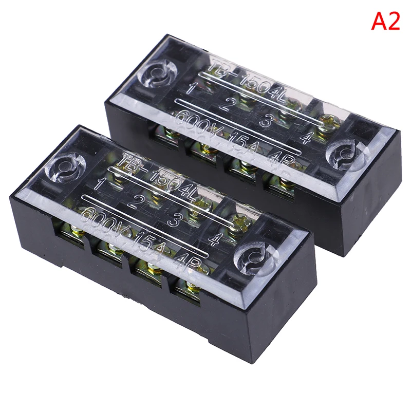 New 2Pcs Useful Dual Row Strip Screw Terminal Block 15A 600V Fixed Wiring Board Wire Connector Hot Sale