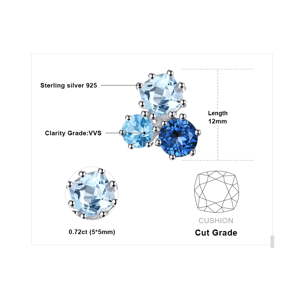 1.7ct натуральный мульти Лондон кулон с голубым топазом ожерелье 925 стерлингового
