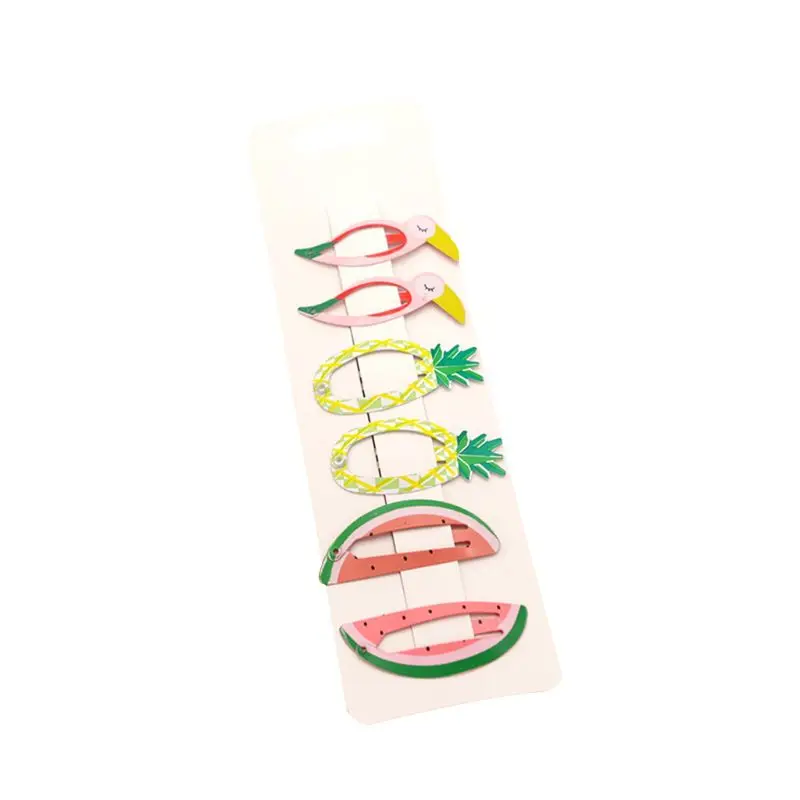 6 шт., рождественские заколки для девочек, Симпатичные шпильки, заколки для волос, для детей, для укладки волос, для ежедневного использования, вечерние, подарок, с рисунком фруктов - Цвет: E