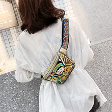 Женская модная нагрудная сумка на плечо с принтом граффити, широкая Наплечная Сумка с клапаном на ремне, сумка-мессенджер Bandolera Hombre HW