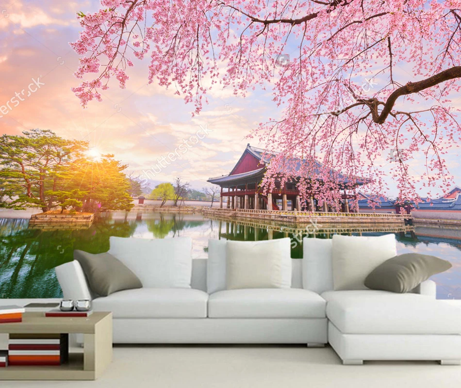 Настенная пейзажная стена на заказ дворец Gyeongbokgung в Сеуле городе Кореи фоновые