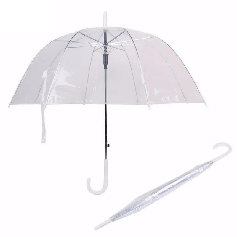 

Transparent Umbrella Light Long Handle Umbrella Female Children Parasol Semi-Automatic Straight Rod Sunshade Automatic Umbrella