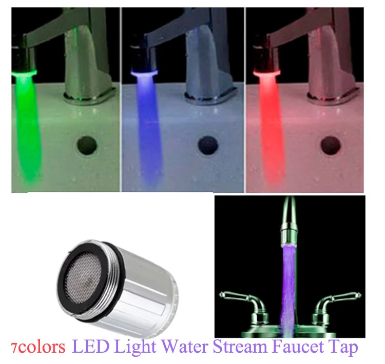 Glow LED Light Water Stream Faucet Tap 7 Colors Changing mini LED light