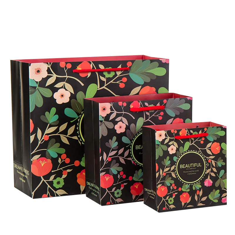 5PCS beautiful romantic flower bags gift paper bag packaging shopping