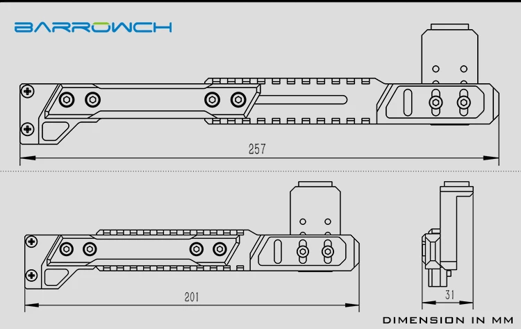 Металлический кронштейн Barrowch используется для фиксации GPU карты длиной 201-257 мм используется для фиксации видеокарты в чехол 2 цвета AL кронштейн