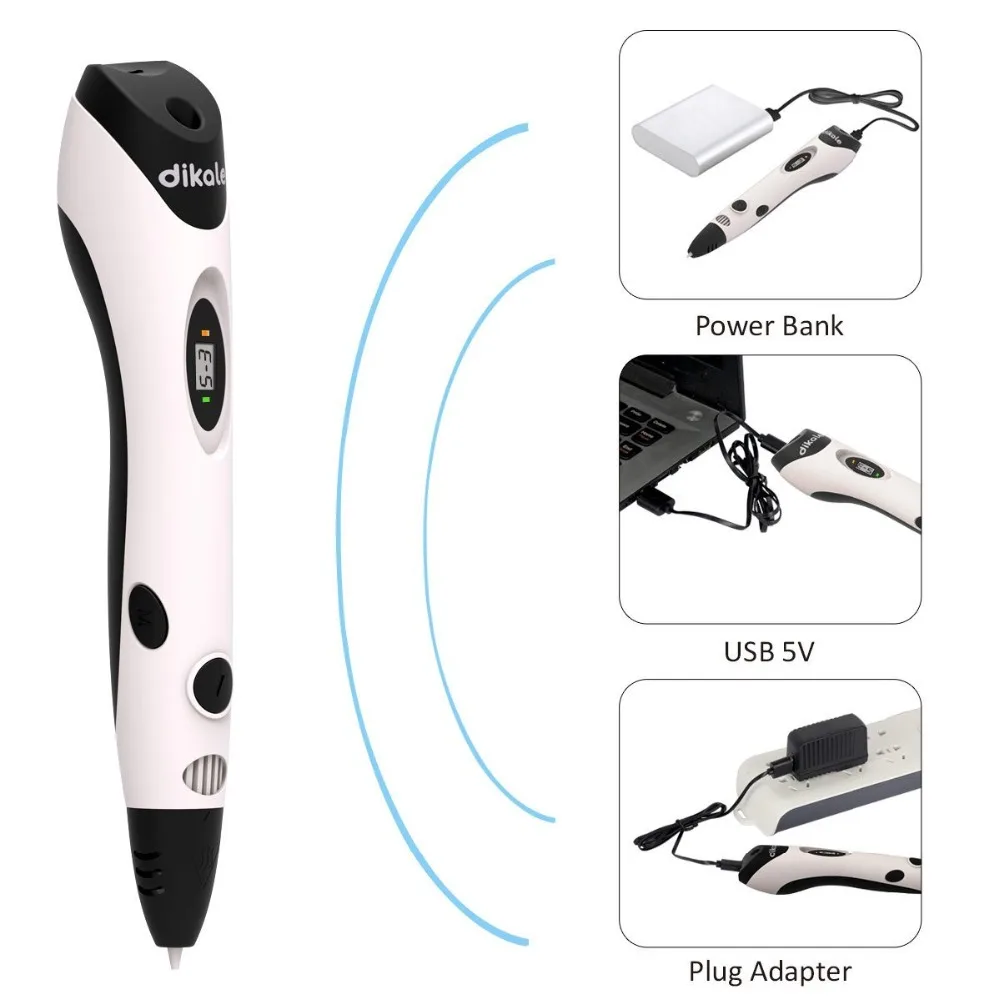 Dikale 3D Drawing Pen 7th Generation 3D Printer Pen Pencil Stencil Stift Drucker eBook Refill PLA Filament Kid Adult DIY Gift