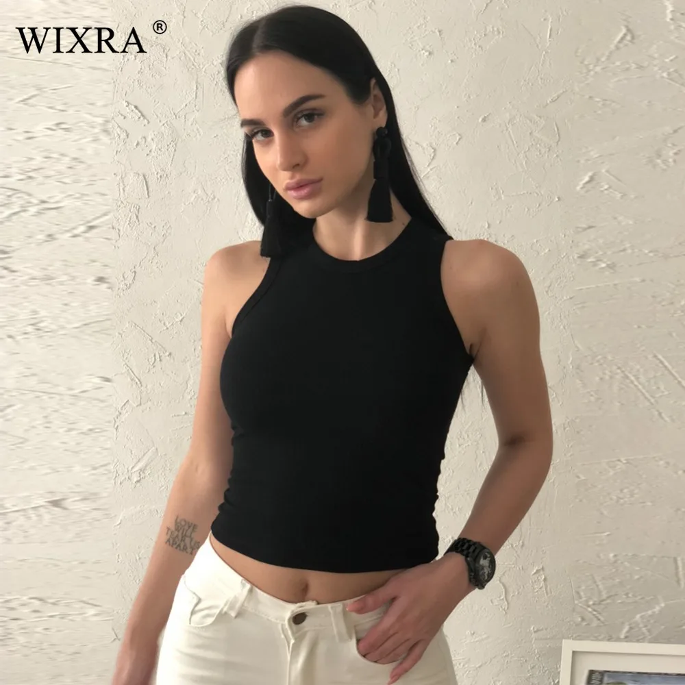 Wixra, базовая майка, лето, новинка, хлопок, черный, белый, в полоску, майки для женщин, топы для женщин, один размер, женский короткий топ