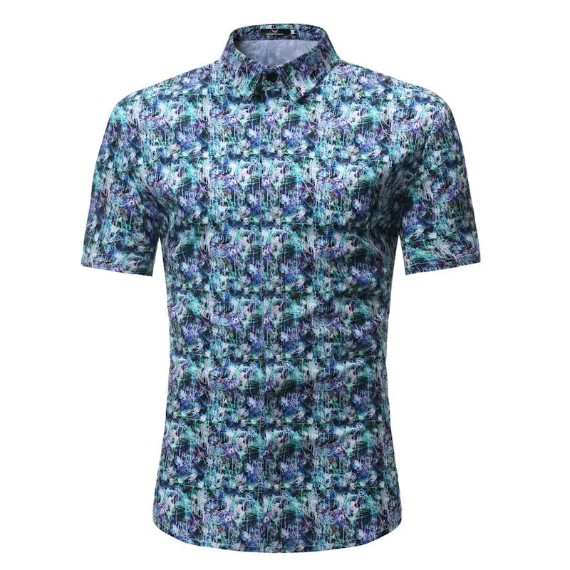 Мужская рубашка в летнем стиле с принтом пальмы, Пляжная гавайская рубашка, мужская повседневная гавайская рубашка с коротким рукавом, сорочка для мужчин, Азиатский Размер 3XL - Цвет: S120