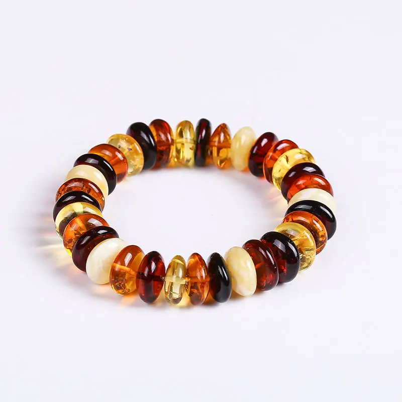

JIUDUO Unique super burst 100% Natural amber beeswax multi-treasure hand string bracelet lady genuine noble grade special BT036