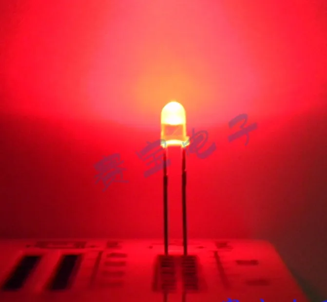 Быстрая Бесплатная Доставка 100 шт./лот 3 мм красный светодиод подсветки LED 1000mcd светодиод