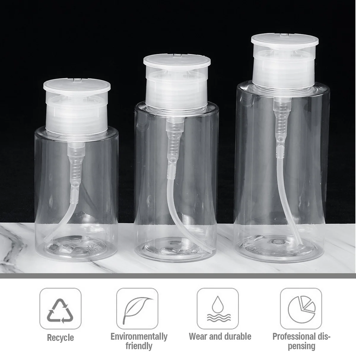

300ml 200ml 150ml Push Down Makeup Remover Clear PP Empty Bottle Press Pump Travel Dispenser Toner Emulsion Water Liquid Bottle