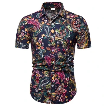 

US Designer Men's Fashion Slim Fit Floral Dress Shirt Casual Short Sleeve Shirts
