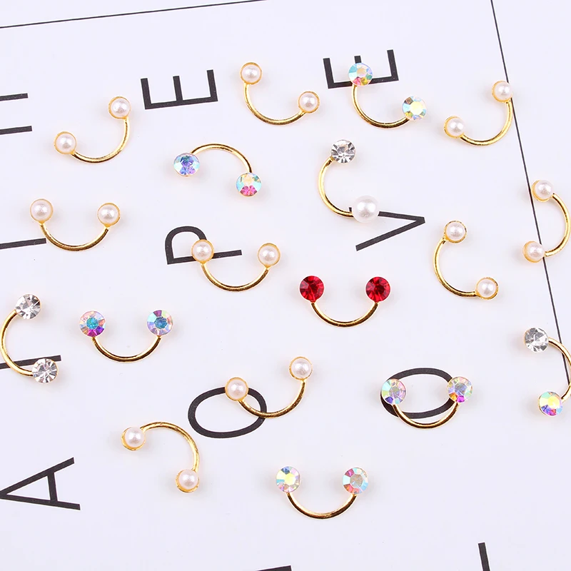 

100pcs/bag 10*6mm Nail Art Pearl Crystal Beads Nail Art Design Japanese Smile Shape For Nail Decoration 2019 New Arrivals Charm
