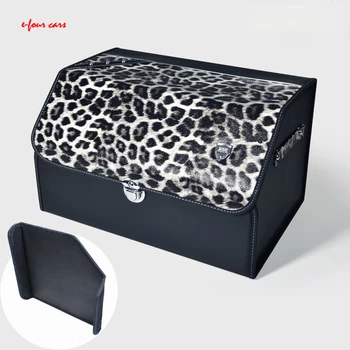 

E-FOUR Collapsible Portable Trunk Organizers Box Multi Compartment Durable Storage Drive Auto Products SUV Cargo Trunk Box Cars