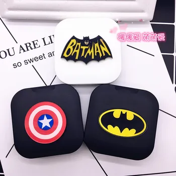 

LIUSVENTINA Portable DIY Acrylic Cute Batman Captain America Contact Lens Case with Mirror for Color Lenses Gift for Children