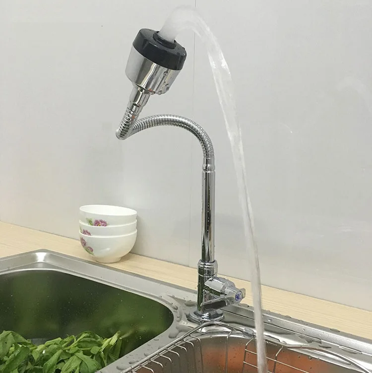 Твердая латунь на бортике Универсальный воды Кухня один холодной кран на одно отверстие водопроводной воды 360 поворачивается Кухня кран с