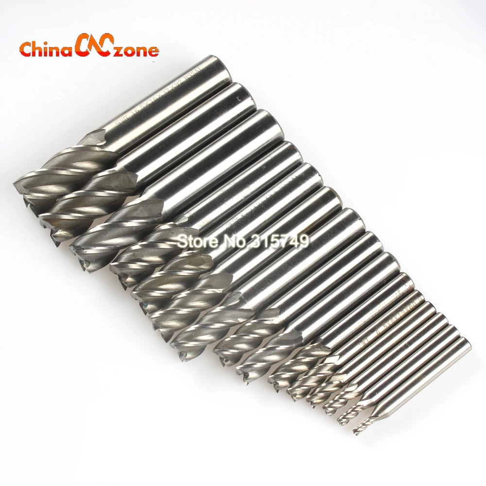 

New 15pcs Carbide End Mill CNC Tools HSS Diameter 2.5-16.5mm 4 Blades Flute Milling Cutter Router Bit CNC Mill Drill Bit