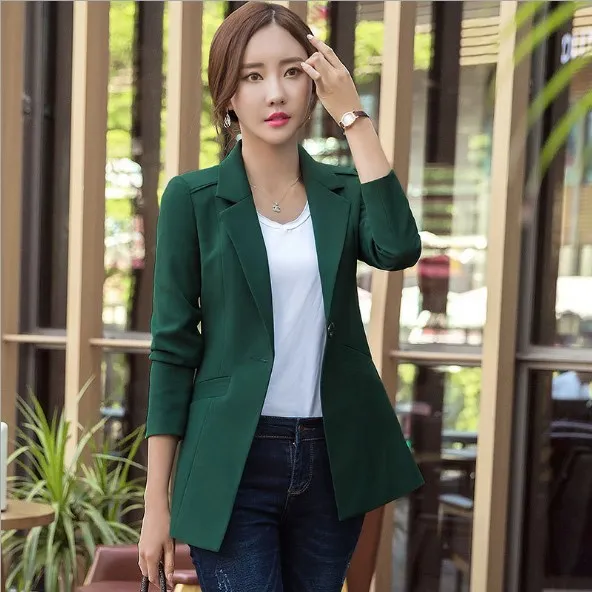 Womens Business Blazers Long Sleeve Women Blazers and Jackets Plus Size Office Blazers For Women Suits Black White Pink Green