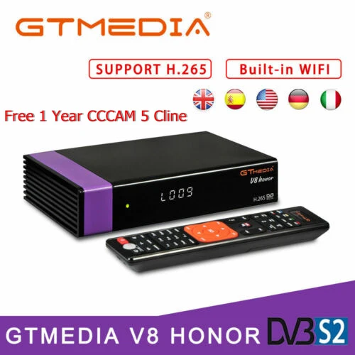 

GTMedia V8 Honor Satellite Receiver Bult-in WiFi with 1 Year Spain Europe Cccam Cline Full HD DVB-S2/S same as V8 NOVA TV BOX
