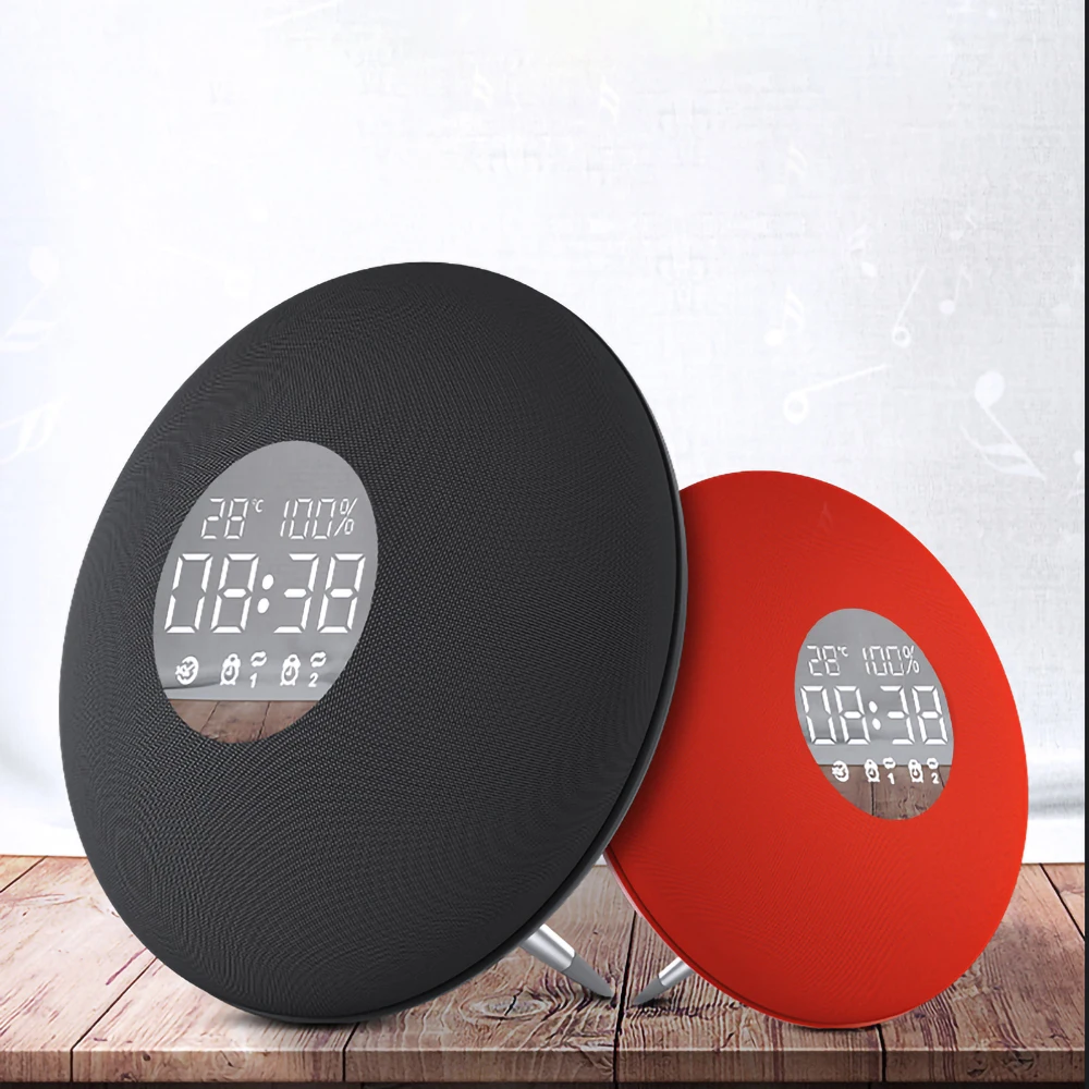 

Enhanced Bass Indoor Bluetooth Speaker Portable Fabric Wireless Speaker with FM Radio Alarm Clock for Mobile Phones Home Office