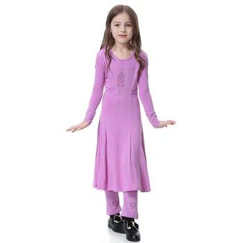 

Baby Girl Clothes Cotton Kids Girl Muslim Islamic Abaya Long Sleeve Maxi Full Length Dress Clothes Set PP F423