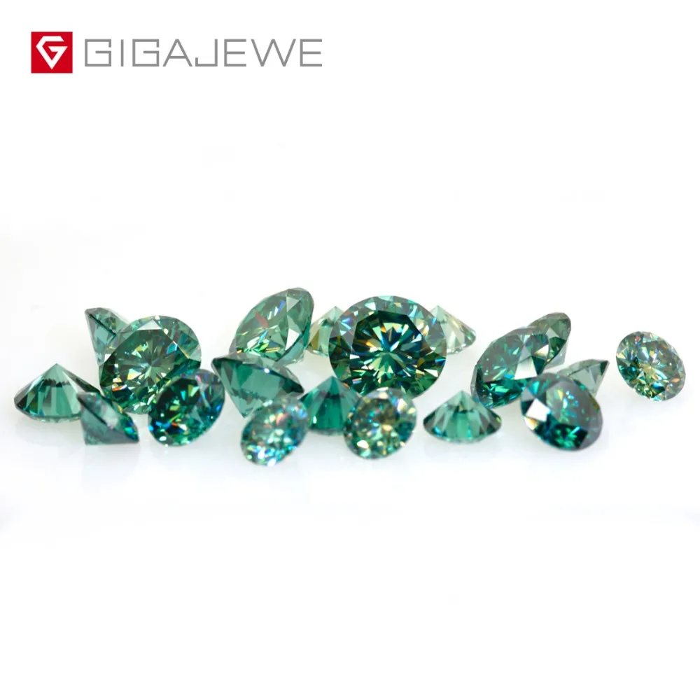 GIGAJEWE Муассанит 0.8ct темно-зеленый VVS1 круглая огранка лабораторные алмазные драгоценные камни свободные каменные амулеты DIY Изготовление ювелирных изделий подарок девушке