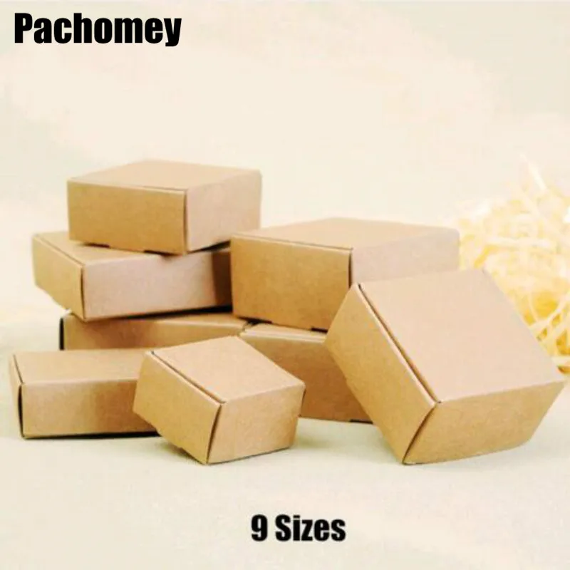 Cardboard Mini Box 9 Sizes DIY Kraft Paper Box Soap Box Jewelry Packing Gift Box 50pcs/lot PP060501