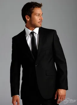 

black notch Lapel Mens Tuxedos Wedding Suit For Men With Pants Custom One Button 3 Piece Groom( jacket+Pants+tie)