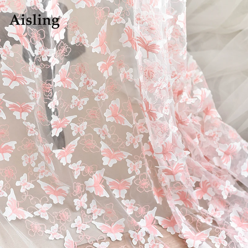 Aisling Высокое качество невесты свадебные украшения кружевной ткани 3D бабочка вышитый тюль ручной работы DIY Ткань Материал D550