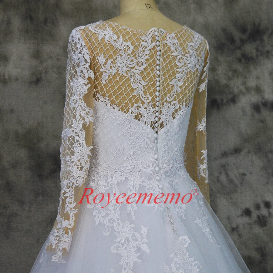 Vestido de Noiva Новое Кружевное дизайнерское свадебное платье с длинным рукавом телесное Тюлевое свадебное платье оптовая цена свадебное платье
