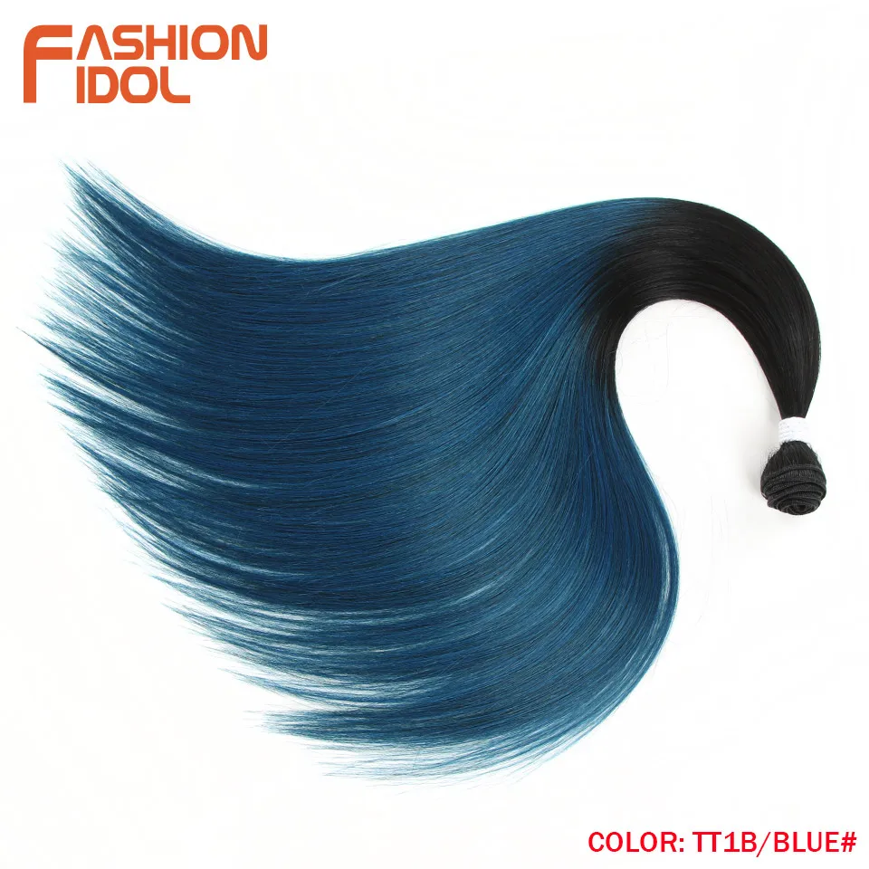 Иконы стиля прямые волосы пучки волос с закрытием из искусственных волос Yaki волосы для наращивания 22 дюймов 4 шт./упак. эффектом деграде(переход от темного к цвета: золотистый, Серебристый Серый Инструменты для завивки волос пучки волос - Цвет: TT1B-BLUE