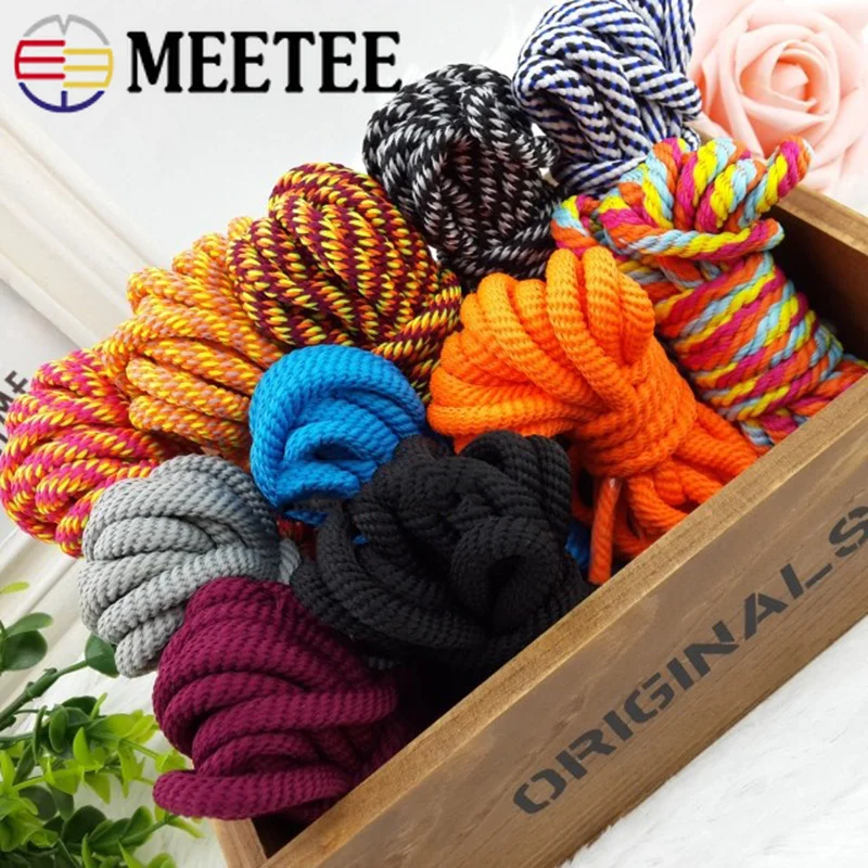 

Meetee 30meters 8mm Polyester Twisted Cords Hand Decoration Woven Rope DIY Gift Packaging Double ColorTwine Cords Accessories