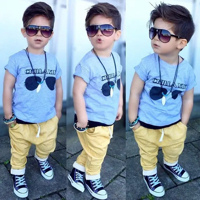 Cool Kids Menino Da Criança Cinza T Shirt Óculos Padrão