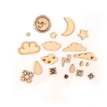 

Weather Phenomenon Pattern Wooden Scrapbooking Painting Craft Handmade DIY Accessory Home Decoration 6-38mm about 20pcs MZ226