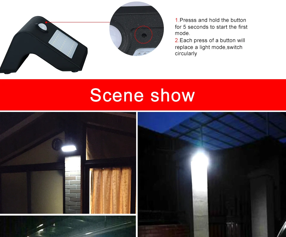 LED Solar Lamp Waterproof PIR Motion Sensor Garden Light Powered for Outdoor Lighting LED Solar Light Pathway Wall Lamp Emergenc14