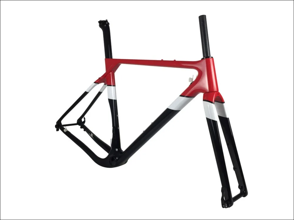 Discount New 700*40C Carbon Gravel Frame Aero Cyclocross Bicycle Carbon Frames Thru Axle Disc Brake Road Bike Frameset With Headset BB386 2