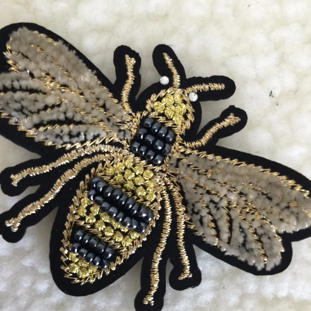 

10Pcs Handmade bead Bee Beaded Patch for Clothing Iron on Beading Applique Clothes Shoes Bags Decoration Patch DIY Apparel