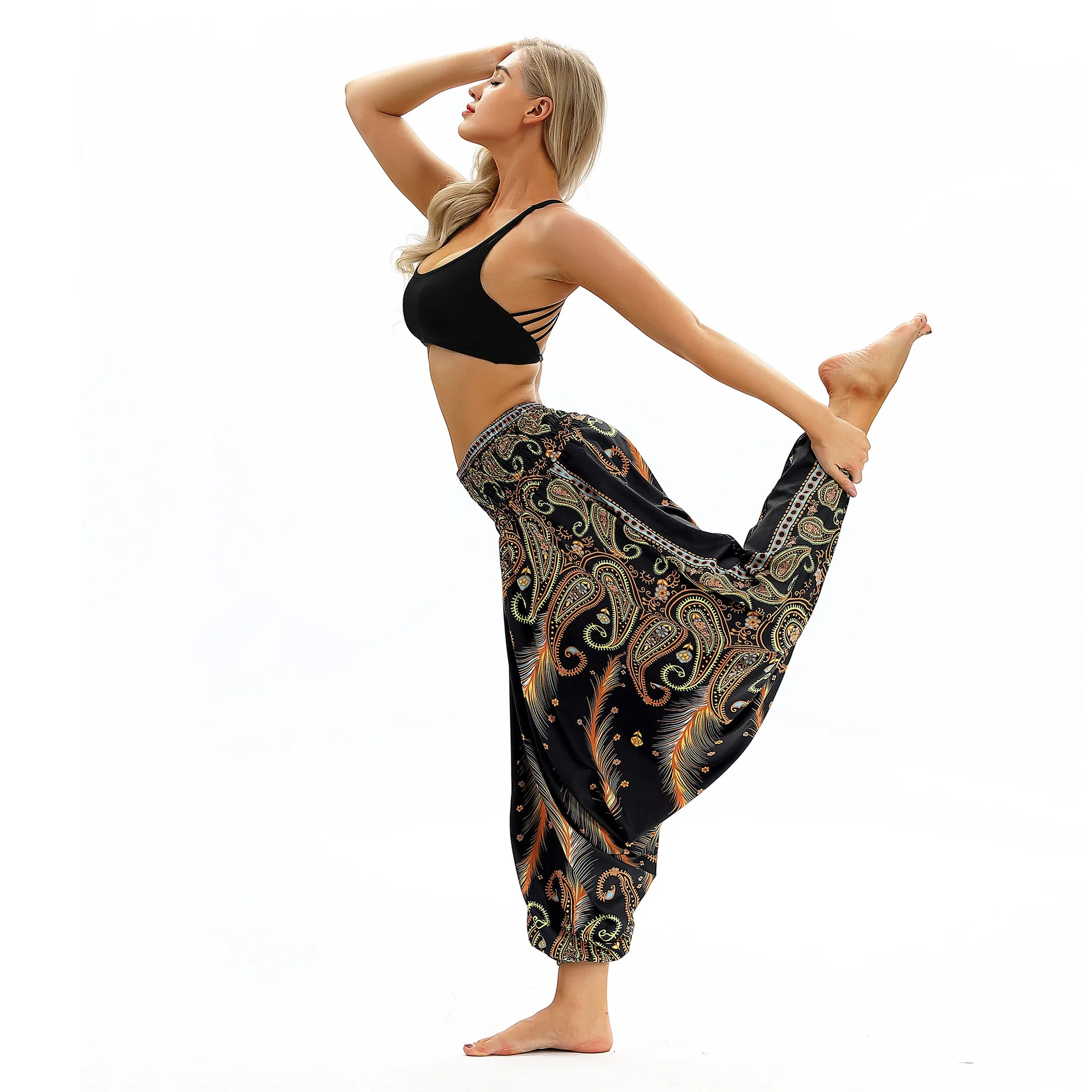 Print women casual fitness Yoga leggings lounge nepal pant Bloomers Indian Thailand wide leg loose pants beach wear Harem Pants