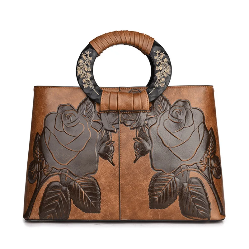 Women Printing Handbag Female Leather Messenger Shoulder Bags Ladies Travel Large Flower Crossbody Tote Top-Handle Purse SS7270 (26)
