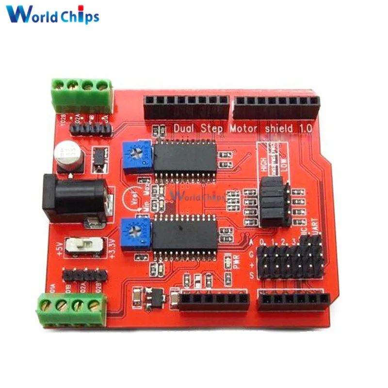 Двойной экран драйвера шагового двигателя для Arduino IO PWM CNC 3 V 5V с чипами A3967Chips|shield for